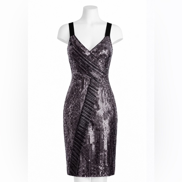 Parker Black Sequin Midi Dress Black & Purple Violet Size 6 NWT